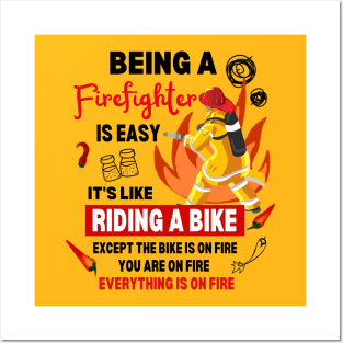 Funny Firefighter Dark Humor Emergency National Fire Fighter Day Posters and Art